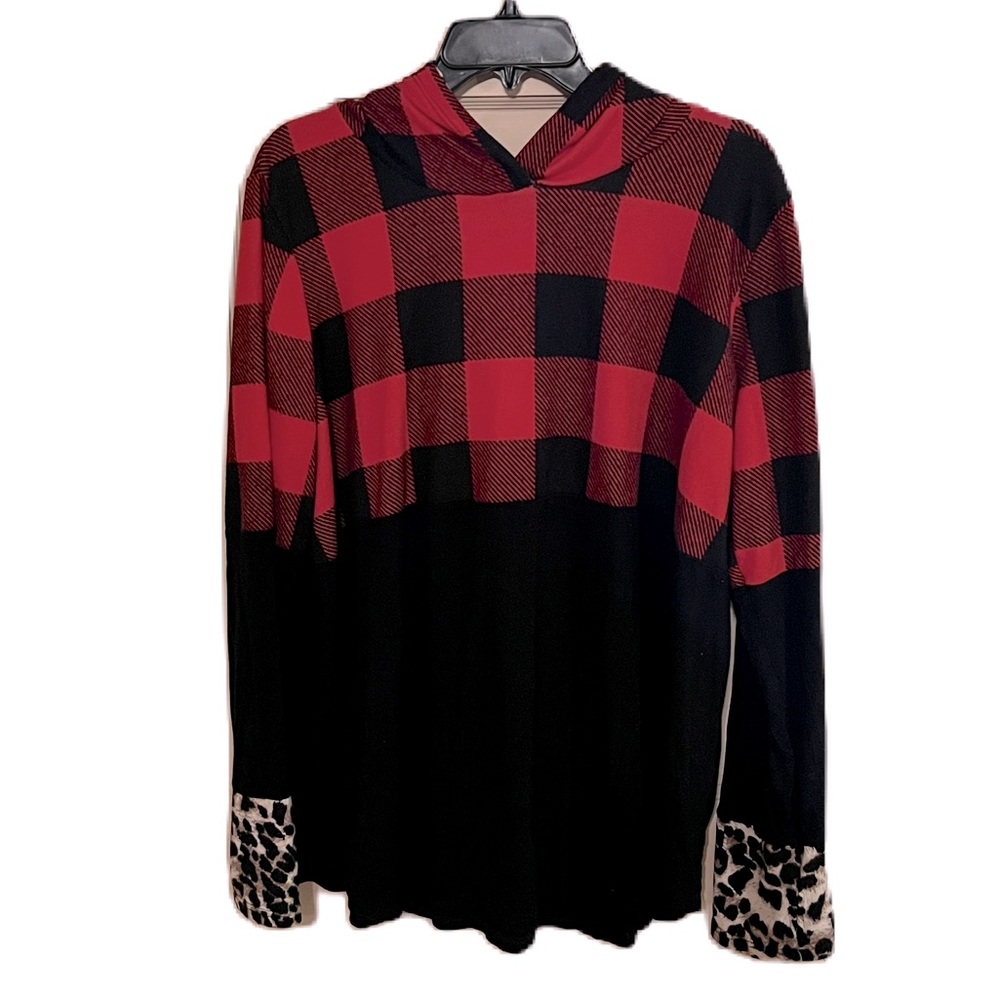 Glitzy Girlz Buffalo Plaid Pullover Hoodie